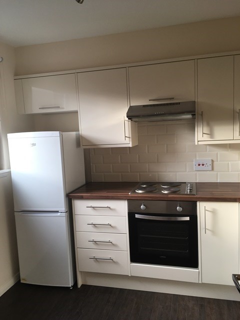 Modern high gloss kitchen with white goods 